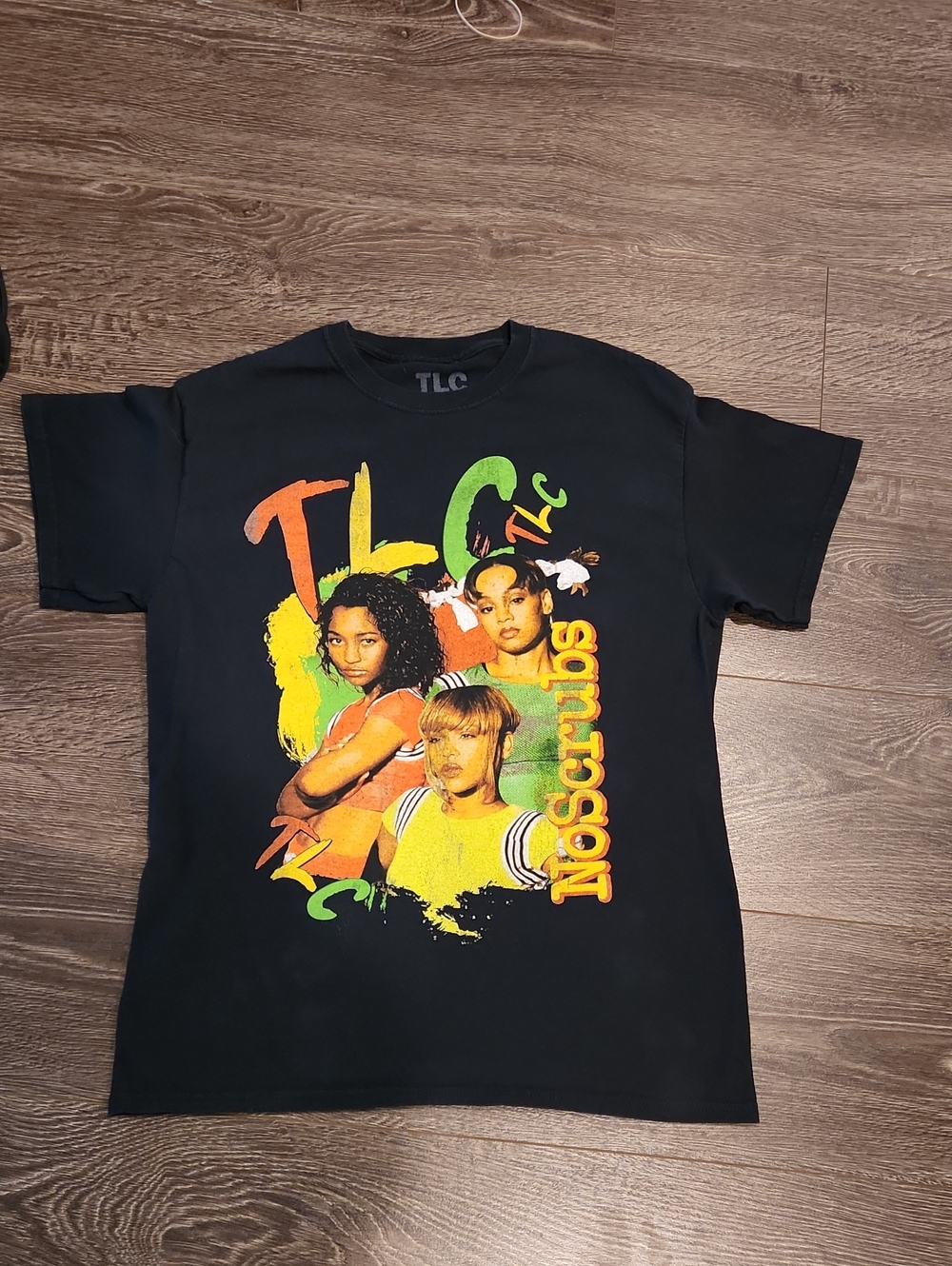 TLC No Scrubs Size Medium Black T-Shirt 100% Cotton